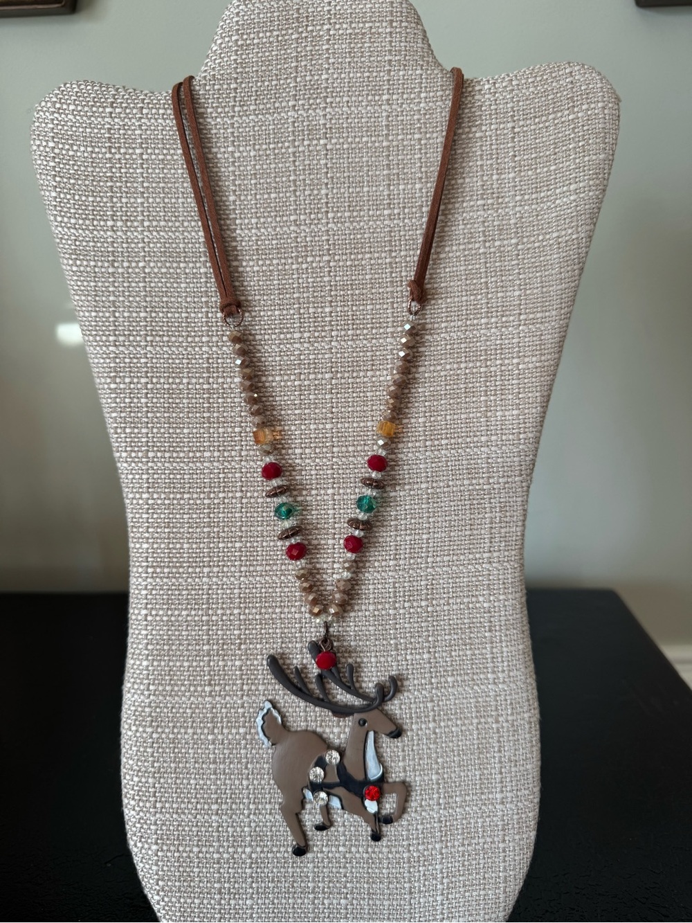 Whimsical Christmas Reindeer Necklace by Southern Junkie NWOT